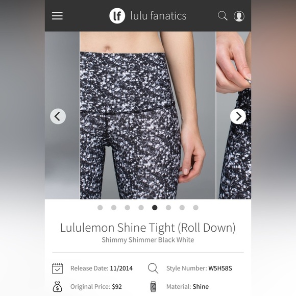 Lululemon Shine Tight Roll Down in Shimmy Shimmer Black White Women’s Size 6 - Picture 3 of 10